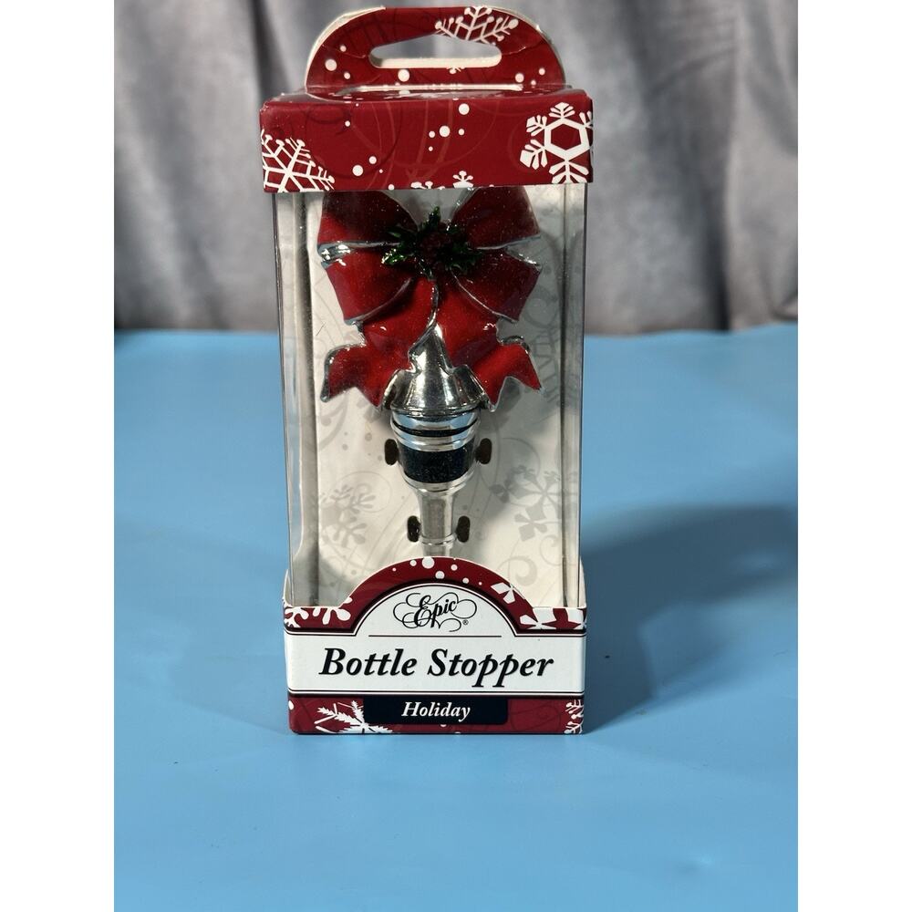 Christmas Bow Bottle Stopper, New in Box